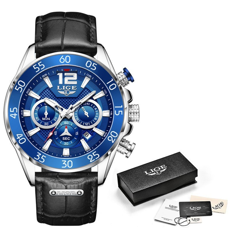 Quartz Watch Men'S Waterproof Wristwatch Multi Function Chronograph