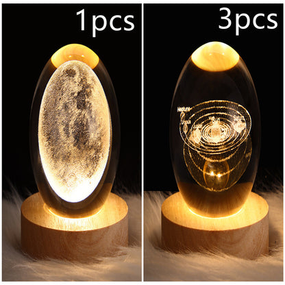 LED Night Light Galaxy Crystal Ball Table Lamp 3D Planet Moon Lamp Bedroom Home Decor For Kids Party Children Birthday Gifts