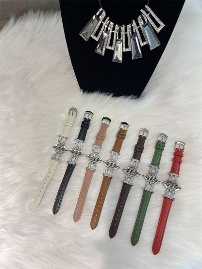 Woven Metal Diamond Strap Suitable For Watch Leather Wristband